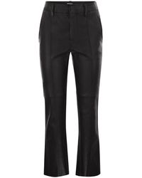 Brunello Cucinelli - Stretch Nappa Leather Square Cigarette Trousers With Jewellery - Lyst