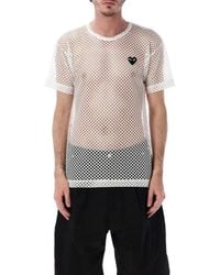 COMME DES GARÇONS PLAY - Tshirt Mesh Large Emblem - Lyst