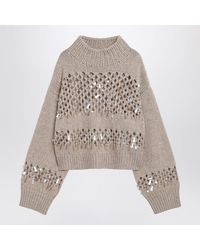 Brunello Cucinelli - Openwork Sweater With Sequins - Lyst