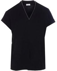 Brunello Cucinelli - Monili Trim V-Neck Cotton T-Shirt - Lyst