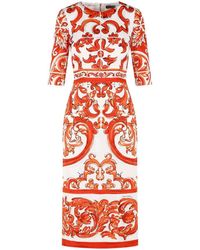 Dolce & Gabbana - Dolce & Gabbana Majolica Print Silk Dress - Lyst