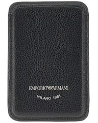 Emporio Armani - Grained Leather Magnetic Card Holder - Lyst