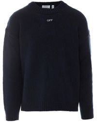 Off-White c/o Virgil Abloh - Arrow Maxi Embroidered Knit Crewneck - Lyst