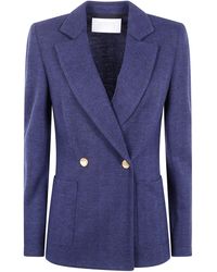 Harris Wharf London - Double Breasted Blazer With Shoulder Pads Patterned Moleskin - Lyst