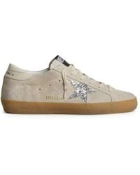 Golden Goose - "Super Star" Suede Upper And Toe Hf Tongue Glitter Star Leather Heel Sneakers - Lyst
