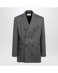 Ami Paris - Double-Breasted Carbon Virgin Wool Blazer - Lyst