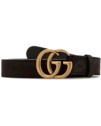 Gucci - Dark Suede Textured Belt - Lyst