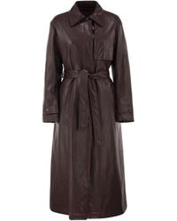 Herno - Long Belted Leather-Effect Coat - Lyst
