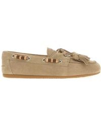 Miu Miu - Sand Suede Loafers - Lyst