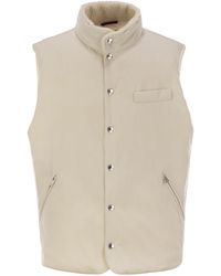 Brunello Cucinelli - Sleeveless Down Jacket With Sheepskin Collar - Lyst