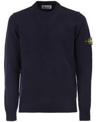 Stone Island - Crew-Neck Jumper With Reverse Stitch Details - Lyst