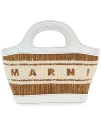 Marni - Two-Tone Raffia And Leather Micro Tropicalia Summer Handbag - Lyst