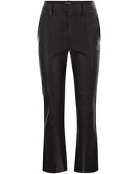Brunello Cucinelli - Stretch Nappa Leather Square Cigarette Trousers With Jewellery - Lyst