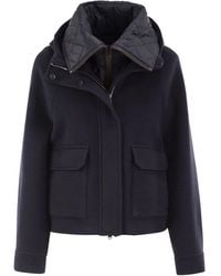Brunello Cucinelli - Wool And Cashmere Hooded Jacket With Detachable Quilted Bib - Lyst