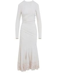 Alberta Ferretti - Avorio Velvet Midi Dress - Lyst
