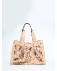 Chloé - East-West Summer Banana Raffia Tote Bag - Lyst