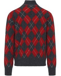 Ami Paris - Argyle Pattern Half-Zip Sweater - Lyst