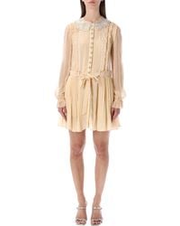 Self-Portrait - Pleated Georgette Mini Dress - Lyst