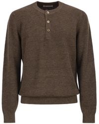 Brunello Cucinelli - Cotton And Linen Half-Ribbed Crew Neck Jumper - Lyst