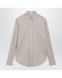 Brunello Cucinelli - Monili Trim Stony Ground Cotton Poplin Shirt - Lyst