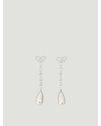 Self-Portrait - Self Portrait Bow Pearl Droplet Earrings - Lyst