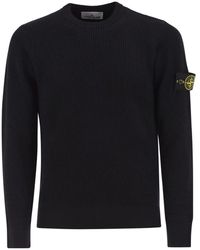 Stone Island - Crew-Neck Jumper With Ribbed Edges - Lyst
