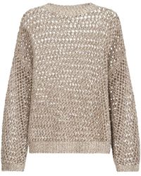 Brunello Cucinelli - Pietra Marrone Fish-Net Sweater - Lyst