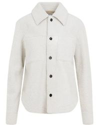 Bottega Veneta - Chalk Shearling Oversize Shirt - Lyst