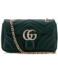 Gucci - Dark Nappa Leather Small Gg Marmont Shoulder Bag - Lyst