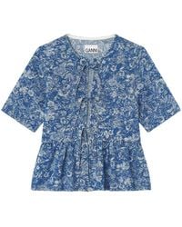 Ganni - Tapestry Peplum Blouse - Lyst