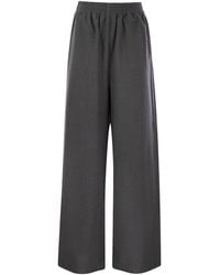 Fabiana Filippi - Fluid Wide Flannel Trousers With Elastic Waistband - Lyst