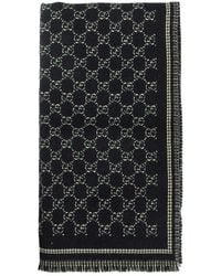 Gucci - Fringed Geometric Pattern Scarf - Lyst