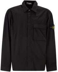 Stone Island - Comfort Fit Overshirt With Press Studs - Lyst
