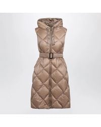 Max Mara - Camel Belted Sleeveless Down Jacket - Lyst