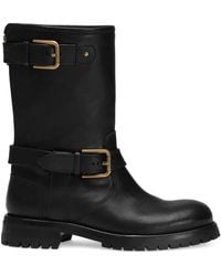 Dolce & Gabbana - Dolce & Gabbana Leather Biker Boots - Lyst