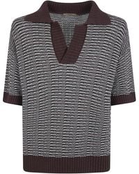 Nuur - Two Tone Striped Short Sleeved Polo Neck T-Shirt - Lyst