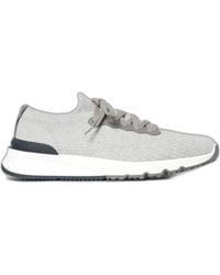 Brunello Cucinelli - Stretch-Knit Sock Sneakers Featuring Leather Trim And A Chunky Rubber Sole - Lyst