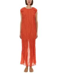 Alysi - Metallic Gauze Longuette Dress - Lyst