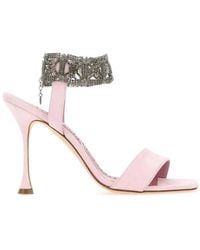 Manolo Blahnik - Pastel Suede Lierasan Sandals - Lyst