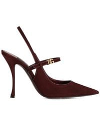 Dolce & Gabbana - Burgundy Suede High-Heel Slingback Pumps - Lyst