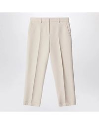 Fendi - Cream Wool And Silk Trousers - Lyst