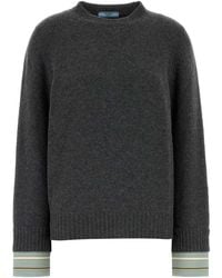 Prada - Dark Wool Blend Sweater - Lyst