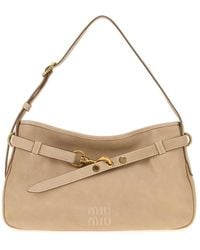 Miu Miu - Sand Nappa Leather Shoulder Bag - Lyst