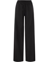 Fabiana Filippi - Virgin Wool Flannel Trousers With Elasticated Waistband - Lyst