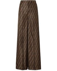 Fendi - Ff Silk Wide-Leg Trousers - Lyst