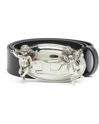 DIESEL - 3.5 Cm Leather Belt With Oval D Cherub Buckle - Lyst