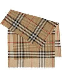 Burberry - Giant Check Wool And Silk Scarf - Lyst