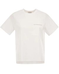 Peserico - Stretch Cotton T-Shirt With Pocket - Lyst