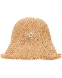 Prada - Raffia Baseball Cap With Calf Skin Details - Lyst