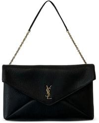Saint Laurent - Envelope Cassandre Xxl Leather Clutch - Lyst